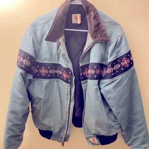 Vintage, 1990s carhartt jacket with aztec pattern.